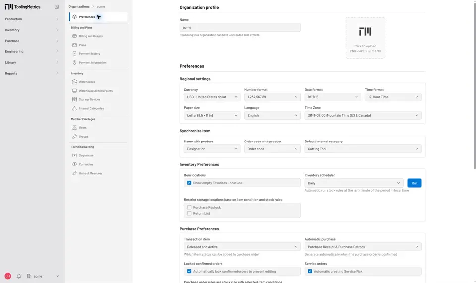 Organization purchase preferences with automatic service pick enabled